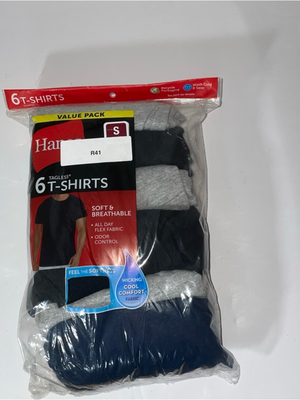 Hanes Men's 6-Pack Tagless T-Shirts - Black, Gray, Navy